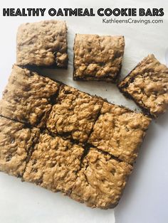 healthy oatmeal cookie bars cut into squares and placed on top of each other