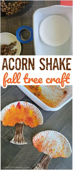 this acorn shake fall tree craft is perfect for kids to make it looks like autumn