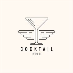 the logo for cocktail club, which is designed in black and white with wings on it