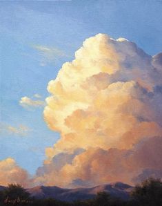 an oil painting of clouds in the sky