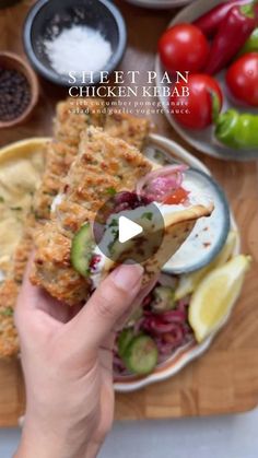 Iram Mansoor on Instagram: "Sheet Pan Chicken Kebab with Onion, Tomato, Pomegranate Salad and Garlic Yogurt Sauce

Minced Chicken Kebab:

Ingredients:

- 2 lbs boneless, skinless chicken thighs, minced
- 1 large red onion, finely chopped and squeezed
- 1-2 jalapeños, finely chopped
- 8-9 cloves fresh garlic, minced
- 1 tbsp freshly minced parsley
- Salt, to taste
- 1 tsp black pepper
- 1 tbsp garlic powder
- 1 tbsp onion powder
- 1 tsp ground cumin
- 1 tsp red chili flakes
- 3 tbsp oil

For the Onion, Tomato, Pomegranate Salad:

Ingredients:

- 1 cucumber, sliced
- 1 red onion, sliced
- 1 large tomato, seeded and finely chopped
- 1/2 cup pomegranate seeds
- 1 tbsp freshly chopped parsley
- Salt, to taste
- 1 tsp sumac
- 1 tsp lemon juice
- 2 tbsp olive oil

For the Garlic Yogurt Sauce:

In Chicken Koftas, Garlic Yogurt Sauce, Garlic Yogurt, Chicken Gyro, Minced Chicken, Chicken Kebab, Sheet Pan Chicken, Pomegranate Salad, Recipe Sheets