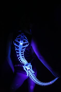 Spine Body Jewelry Black Light Blue Fluorescent Costume | Etsy Spine Jewelry, Light Up Costumes, Harry Styles Nails, Adopt Idea, Cyberpunk Clothes, Diy Costume, Cosplay Diy, Jewelry Black, Creepy Halloween