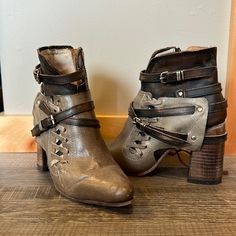 Worn Once - These Have Such Beautiful Details And Are So Comfy. Freebird By Steven, Bootie Boots, Brown And Grey, Ankle Boots, Women Shoes, Grey, Boots, Women Shopping