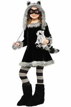 Raccoon Costume, Theater Play, Baby Kostüm, Striped Stockings, Striped Tights, Animal Costumes, Halloween 2014, Toddler Costumes, Hooded Dress