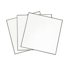 three sheets of white paper are stacked on top of each other, one is blank