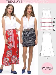 the sewing pattern for this skirt is easy to sew and has an attached belt