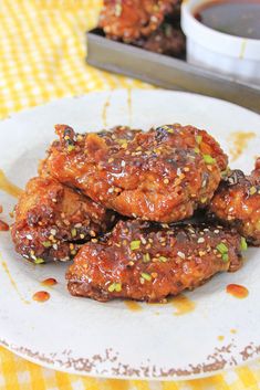 air fryer korean bbq chicken wings on a plate