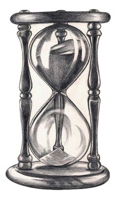 a drawing of an hourglass with sand running through it