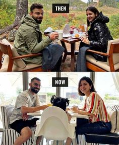 two people sitting at a table in front of a window with the caption that reads,