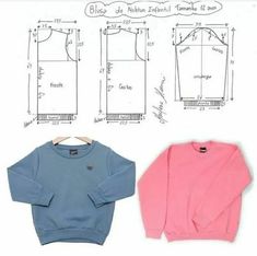 two sweaters are shown next to each other on a hanger with measurements for them