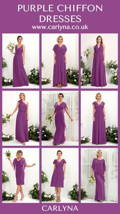 purple chiffon bridesmaid dresses in different styles