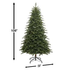 a christmas tree with measurements for the height