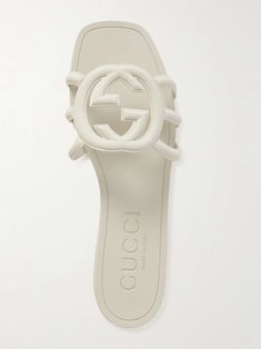 GUCCI Rubber slides White Gucci Shoes, Gucci Slide, Cute Online Clothing Stores, Gucci Slides, Designer Slides, Gucci Sandals, Eyewear Shop, Sandals Outfit, Rubber Sandals