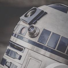 a star wars r2d2 helmet is shown in black and white