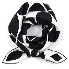 White Silk Scarf, Pink Silk Scarf, White Camellia, Black And White Scarf, Black Hollywood, Work Wear Women, White Silk, Silk Twill, All Black Outfit