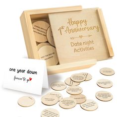 PRICES MAY VARY. UNIQUE 1ST ANNIVERSARY GIFTS FOR COUPLE: Celebrate your first valentines day relationship with our happy anniversary cards, ideal as 1 year anniversary gifts for boyfriend, anniversary cards for husband, anniversary cards for wife 52 DATES IN A BOX: This box of wooden anniversary gifts for men is 4.33x4.33x1.2 inch, featuring 26 date tokens. There're 52 cute dating ideas for every week of the year, to create cute moments together. The set also comes with a lovely 1yr anniversary Wooden Anniversary Gift, 9 Year Anniversary, 5th Wedding Anniversary Gift, 5 Year Anniversary Gift, Wood Anniversary Gift, 1 Year Anniversary Gifts, Marriage Gifts, Husband Anniversary, Anniversary Dates