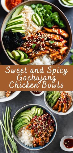 sweet and spicy gochugyang chicken bowls