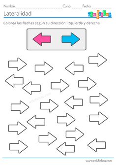 a worksheet with arrows in spanish for children to learn how to use them