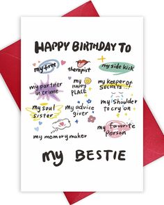 a birthday card with the words happy birthday to my bestie