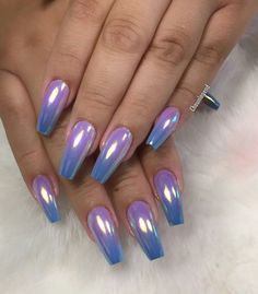 Chrome Powder Nails, Ombre Chrome, Rainbow Chrome, Metallic Nails Design, Pastel Ombre, Salon Nails, Velvet Nails