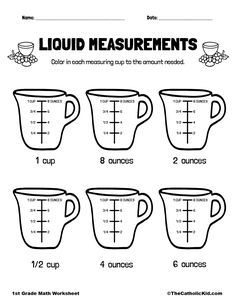 printable worksheet for measuring liquids