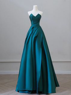 Satin Long Prom Dress, Strapless Evening Dress, Strapless Prom Dress, Elegante Casual, Formal Party Dress, Custom Size Dresses, Green Prom Dress, Satin Prom Dress, Elegant Dresses Long