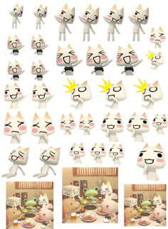 an animated cat with many different facial expressions