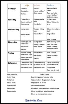 an image of the daily schedule for students to use in their homes and school days