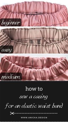 the instructions for how to sew a ruffled waist band