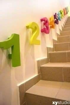 there are many colorful numbers on the stairs