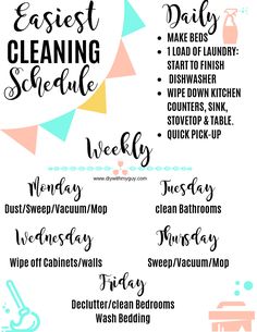 the best cleaning schedule printable for every housewife's needs to be organized