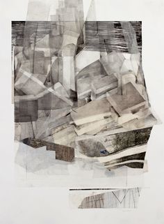 a collage of different types of paper on a piece of white paper with black and grey lines