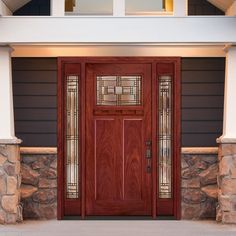 Feather River Doors Preston Craftsman Collection will bring instant curb appeal to any opening. Available in zinc or patina caming along with three hand stained finish options in chestnut, cherry, and chocolate. This collection is also standard with hands Craftsman Exterior Door, Cherry And Chocolate, Craftsman Houses, Mahogany Entry Doors, Fiberglass Front Door, Prehung Doors, Craftsman Exterior, Fiberglass Door, Front Entry Doors