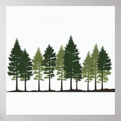 a card with trees on it in the shape of a line, and white background