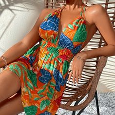 Xs=2 S=4 M=6 L=8/10 Xl=12 Xxl=14 Brand New Ships In 6-10 Days Color: Multicolor Style: Boho Pattern Type: Tropical Details: Backless, Tie Back Type: A Line Neckline: Halter Sleeve Length: Sleeveless Waist Line: High Waist Hem Shaped: Flared Length: Short Fit Type: Regular Fit Fabric: Non-Stretch Material: Polyester Composition: 100% Polyester Care Instructions: Machine Wash Or Professional Dry Clean Body: Unlined Sheer: No Orange Sleeveless Mini Dress For Beach Season, Orange Sleeveless Mini Dress For The Beach, Sleeveless Orange Mini Dress For Beach Season, Orange Mini Dress For Beach Season, Orange Sundress Mini Dress For Beach, Orange Mini Beachwear Dress, Orange Sleeveless Sundress For Beachwear, Orange Sleeveless Beachwear Sundress, Sleeveless Orange Sundress For Beachwear