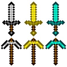 four different types of arrows in pixel art style, each with different colors and sizes