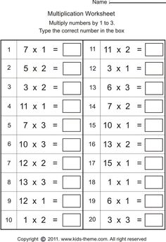 the worksheet for addition to multiply numbers