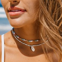 Cheap Summer Beach Necklaces, Cheap Bohemian Shell Necklace For Gifts, Cheap Bohemian Shell Beaded Necklaces, Beachy Necklace, Jewelry Stack, Chakra Throat, Cowrie Shell Necklace, Puka Shell Necklace, Cowry Shell