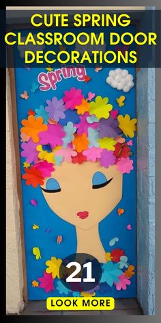 a classroom door decorated with paper flowers and the words, cut spring classroom door decorations