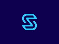 the letter s is made up of two blue lines on a dark background, and it appears