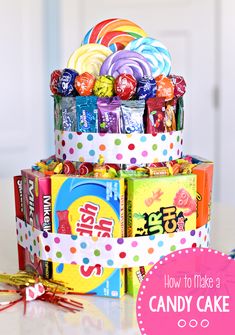 a cake made out of candy bars and candies