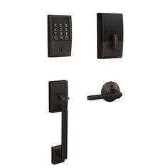 an image of a door handle set with keypads and locks on the handles