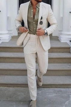 Men Linen Suit, Linen Suit Men, Linen Suits For Men, Beach Wedding Suits, Summer Wedding Suits, Beach Wedding Attire, Mens Wedding Attire, Wedding Outfit Men, Beige Suits