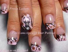 Cute!! Camo Acrylic Nails, Hunting Nails, Pink Camo Nails, Camo Nail Art, Deer Nails, Camouflage Nails, Camo Nails, Country Nails, Nail Art Galleries