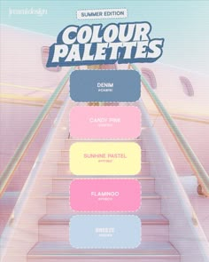 the stairs are painted in different colors to match each other's theme and text