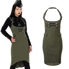 KILLSTAR Darkwave Division Rock khaki | BOUDOIR NOIR Alien Nation, Uniform Shirts, Stretch Skirt