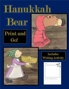 the hanukkah bear print and go activity book includes writing activity for children