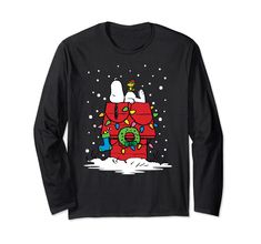 PRICES MAY VARY. Solid colors: 100% Cotton; Heather Grey: 90% Cotton, 10% Polyester; All Other Heathers: 50% Cotton, 50% Polyester Imported Pull On closure Machine Wash Officially Licensed by Peanuts Graphic Artwork OPNT-0042 Lightweight, Classic fit, Double-needle sleeve and bottom hem Snoopy Christmas Shirts Vinyl, Christmas Lights House, Woodstock Christmas, Christmas House Lights, Peanuts Snoopy Woodstock, Snoopy Woodstock, Snoopy And Woodstock, Graphic Artwork, Peanuts Snoopy