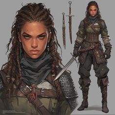 an image of a woman with dreadlocks and armor