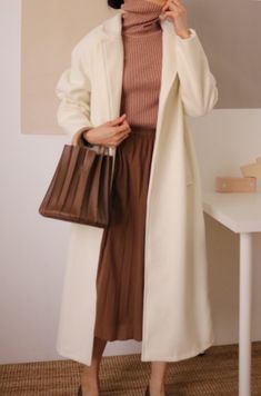 Cream Sweater Coat For Winter Workwear, Fall Solid Color Wool Coat, Cream Wool Long Sleeve Outerwear, Long Sweater Coat For Fall Workwear, Cream Wool Long Sleeve Sweater Coat, Cream Wool Coat For Fall, Chic Long Sleeve Sweater Coat For Office, Oversized Long Sleeve Wool Coat In Solid Color, Cream Long Wool Outerwear